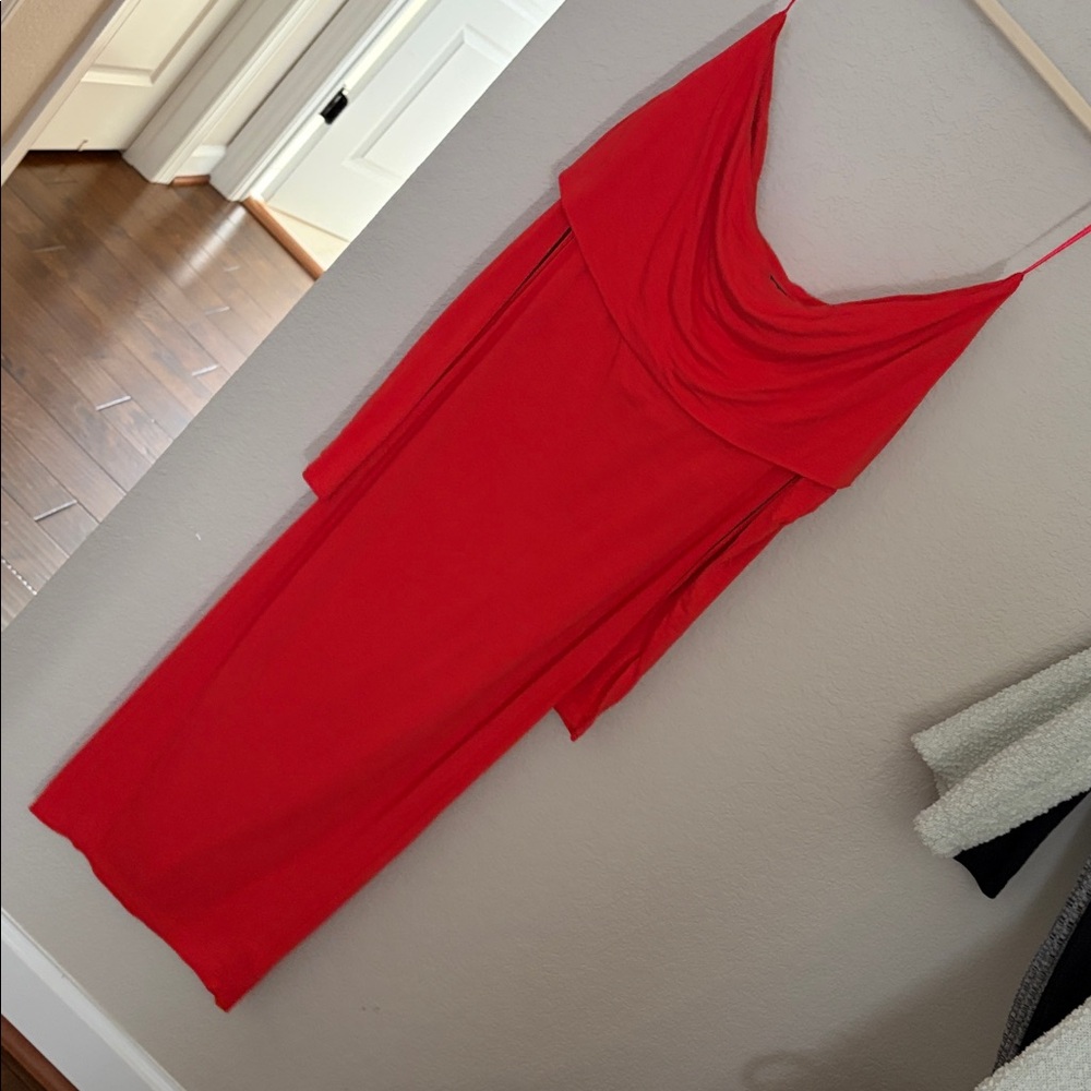 A Pea in the Pod Strapless Red Midi Dress